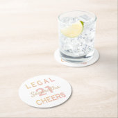 21歳の誕生日パーティー法的応援バラ金ゴールド白 ラウンドペーパーコースター (インサイチュ)