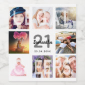 21歳の誕生日パーティー法的応援写真コラージュ ワインラベル (シングルラベル)