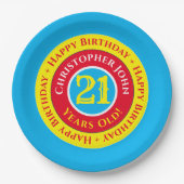 21歳の誕生日パーティー用紙皿 ペーパープレート (正面)