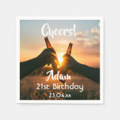 21歳の誕生日パーティー男の子応援ビール スタンダードカクテルナプキン (正面)