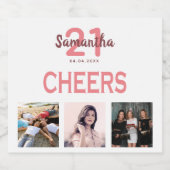 21歳の誕生日パーティー白い赤面応援写真 スパークリングワインラベル (シングルラベル)