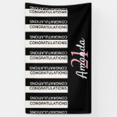 21歳の誕生日パーティー白黒ストライプピンク 横断幕 (縦)