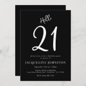 21歳の誕生日パーティー白黒 招待状 (正面/裏面)
