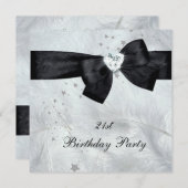 21歳の誕生日パーティー白黒 招待状 (正面/裏面)