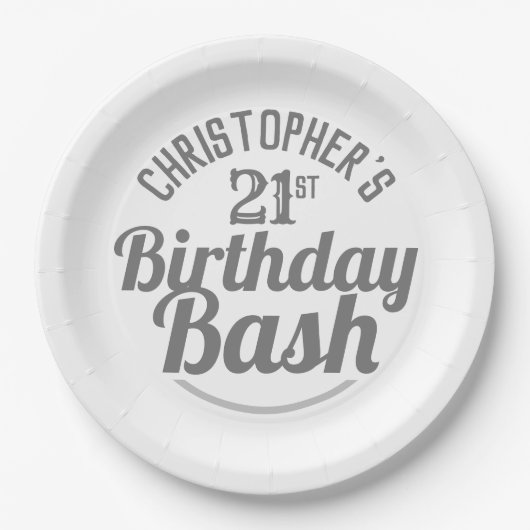 21歳の誕生日パーティー紙皿 ペーパープレート (正面)