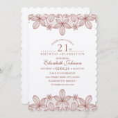 21歳の誕生日パーティー素朴レースクラフト紙 招待状 (正面/裏面)