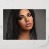 21歳の誕生日パーティー紫のバラ金ゴールド 箔招待状 (裏面)