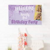 21歳の誕生日パーティー紫のフォトグリッタードリップ 横断幕 (インサイチュ)