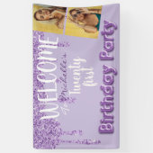 21歳の誕生日パーティー紫のフォトグリッタードリップ 横断幕 (縦)