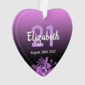 21歳の誕生日パーティー紫の黒のグラデーション名 オーナメント (正面)