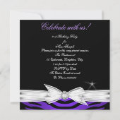 21歳の誕生日パーティー紫21ゼブラ写真2 招待状 (裏面)