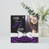 21歳の誕生日パーティー紫21ゼブラ写真3 招待状 (スタンド正面)