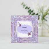 21歳の誕生日パーティー薄紫ホワイトバタフライ 招待状 (スタンド正面)