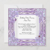 21歳の誕生日パーティー薄紫ホワイトバタフライ 招待状 (裏面)