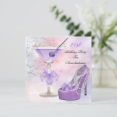 21歳の誕生日パーティー薄紫マルチニパープルピンク 招待状 (スタンド正面)