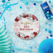 21歳の誕生日パーティー赤いバルーン ペーパープレート (パーティー)