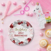 21歳の誕生日パーティー赤いバルーン ペーパープレート (パーティー)