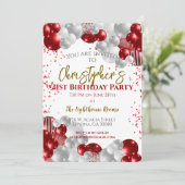 21歳の誕生日パーティー赤いバルーン 招待状 (スタンド正面)