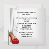 21歳の誕生日パーティー赤い白いカクテルシューズ 招待状 (裏面)