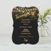 21歳の誕生日パーティー金ゴールドグリッタースティレトスバースダ 招待状 (スタンド正面)