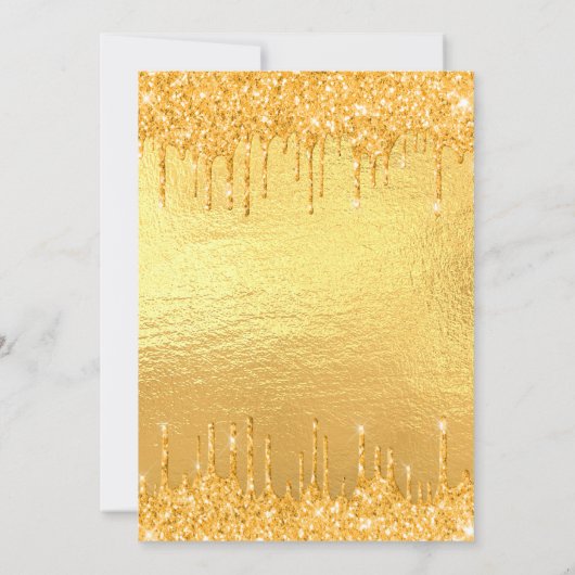 21歳の誕生日パーティー金ゴールドグリッター 招待状 (裏面)