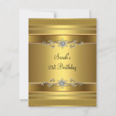 21歳の誕生日パーティー金ゴールドダイヤモンドジュエル 招待状 (正面)