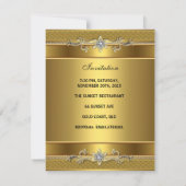 21歳の誕生日パーティー金ゴールドダイヤモンドジュエル 招待状 (裏面)