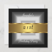 21歳の誕生日パーティー銀金ゴールド 招待状 (正面)