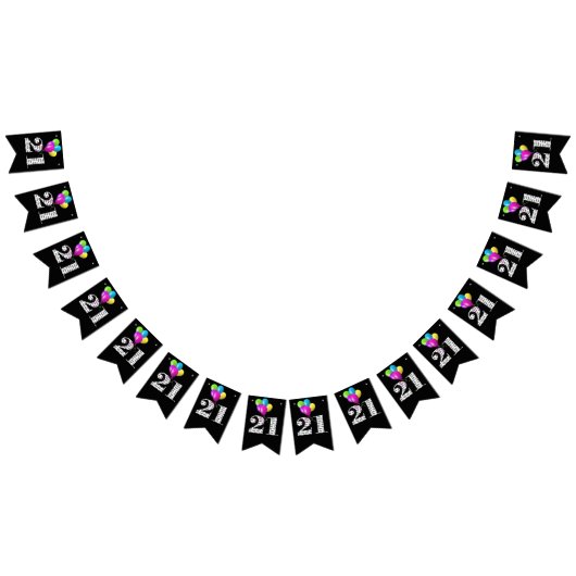 21歳の誕生日パーティー風船 バンティングフラッグ (全)