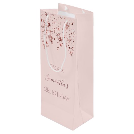 21歳の誕生日パーティー21バラ金ゴールド星グラム ワインギフトバッグ (裏面アングル)