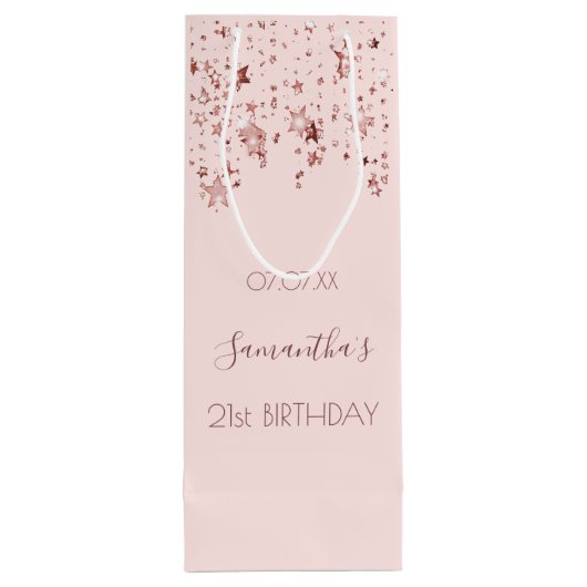 21歳の誕生日パーティー21バラ金ゴールド星グラム ワインギフトバッグ (裏面)