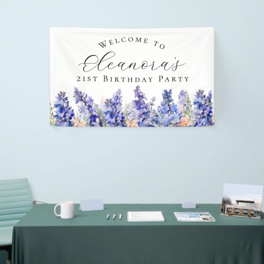 21歳の誕生日パーティー7月誕生花歓迎 横断幕 (トレードショー)