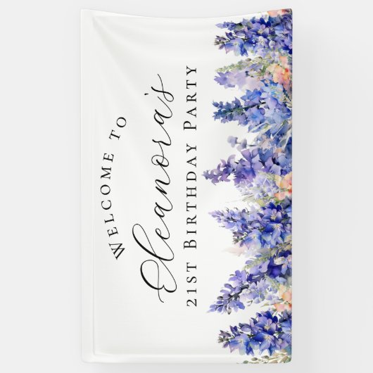 21歳の誕生日パーティー7月誕生花歓迎 横断幕 (縦)