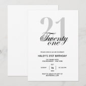 21歳の誕生日パーティー おしゃれ シンプル 招待状 (正面/裏面)
