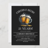 21歳の誕生日パーティー おめでとう Cheers and Beers 招待状 (正面)