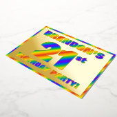 21歳の誕生日パーティー—おもしろい、レインボースペクトル「21」 箔招待状 (回転した状態)