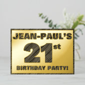 21歳の誕生日パーティー— はっきりした、木目フェイク文字 箔招待状 (立ち正面)