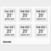 21歳の誕生日パーティー:アールデコスタイル+名前をカスタムする スクエアシール (シート)