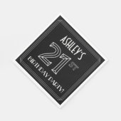 21歳の誕生日パーティー:アールデコスタイル+名前をカスタムする スタンダードランチョンナプキン (角)