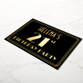 21歳の誕生日パーティー:アールデコルック"21"、名前あり 箔招待状 (回転した状態)