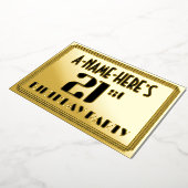 21歳の誕生日パーティー:アールデコ検索"21"と名前 箔招待状 (回転した状態)