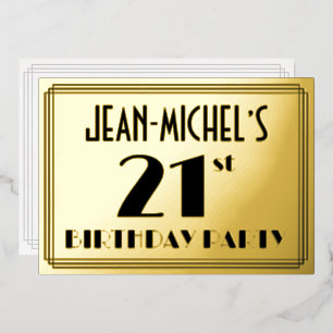 21歳の誕生日パーティー—アールデコ検索「21」 +名前 箔招待状