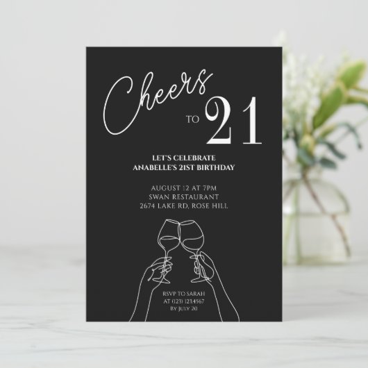 21歳の誕生日パーティー エレガントな招待状 招待状 (スタンド正面)