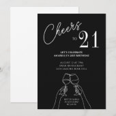 21歳の誕生日パーティー エレガントな招待状 招待状 (正面/裏面)