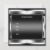 21歳の誕生日パーティー エレガント ブラック メタル メンズ 2 招待状 (裏面)