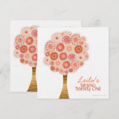 21歳の誕生日パーティー オレンジブルームツリー 招待状 (正面/裏面)