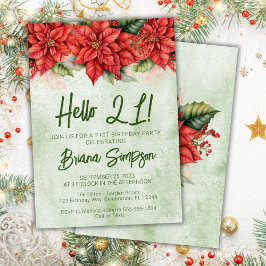 21歳の誕生日パーティー クリスマス ポインセチア 花 招待状