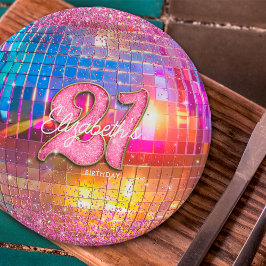 21歳の誕生日パーティー ゴールド ピンク グリッター ディスコボール ペーパープレート