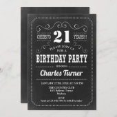 21歳の誕生日パーティー – シャルボード白黒 招待状 (正面/裏面)