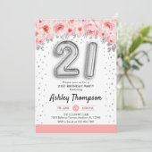 21歳の誕生日パーティー – シルバー・バルーン 招待状 (スタンド正面)